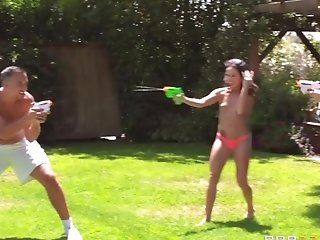 Keiran Lee Fucks Bathing Suit Femmes Megan Rain And Her Gf In The Garden