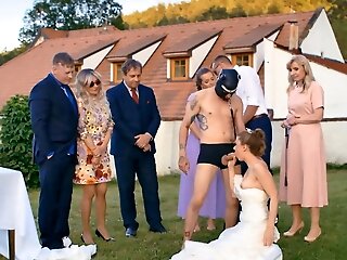 A Man In A Dog Mask Is Fucking The Bride While Outside